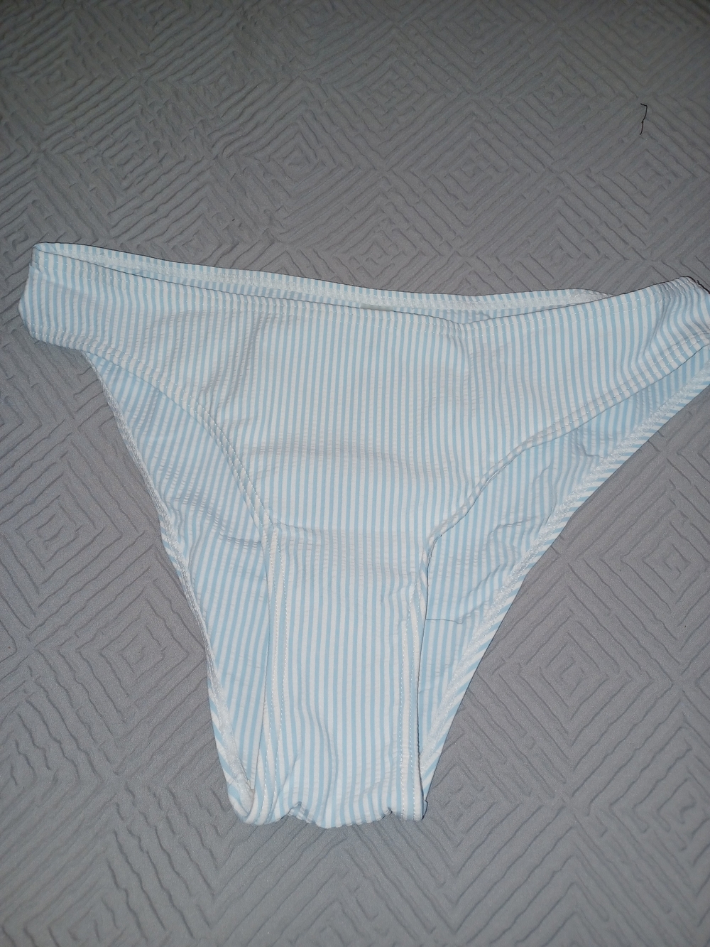 Striped Light Blue & White Bikini Bottom - Women Swim